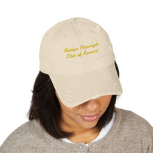 Load image into Gallery viewer, Distressed Dad Hat with Antique Motorcycle Club Embroidery, Vintage Style Cap for Outdoor Adventures, Unisex Gift for Bikers, Casual [...]