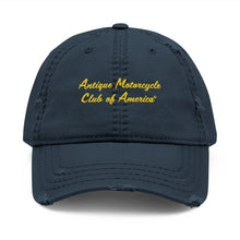 Load image into Gallery viewer, Distressed Dad Hat with Antique Motorcycle Club Embroidery, Vintage Style Cap for Outdoor Adventures, Unisex Gift for Bikers, Casual [...]