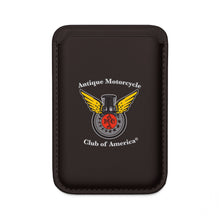 Load image into Gallery viewer, Antique Motorcycle Club Vegan MagSafe Wallet — Winged Piston Logo Card Holder