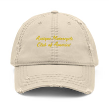 Load image into Gallery viewer, Distressed Dad Hat with Antique Motorcycle Club Embroidery, Vintage Style Cap for Outdoor Adventures, Unisex Gift for Bikers, Casual [...]