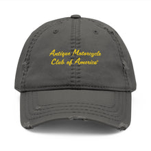 Load image into Gallery viewer, Distressed Dad Hat with Antique Motorcycle Club Embroidery, Vintage Style Cap for Outdoor Adventures, Unisex Gift for Bikers, Casual [...]